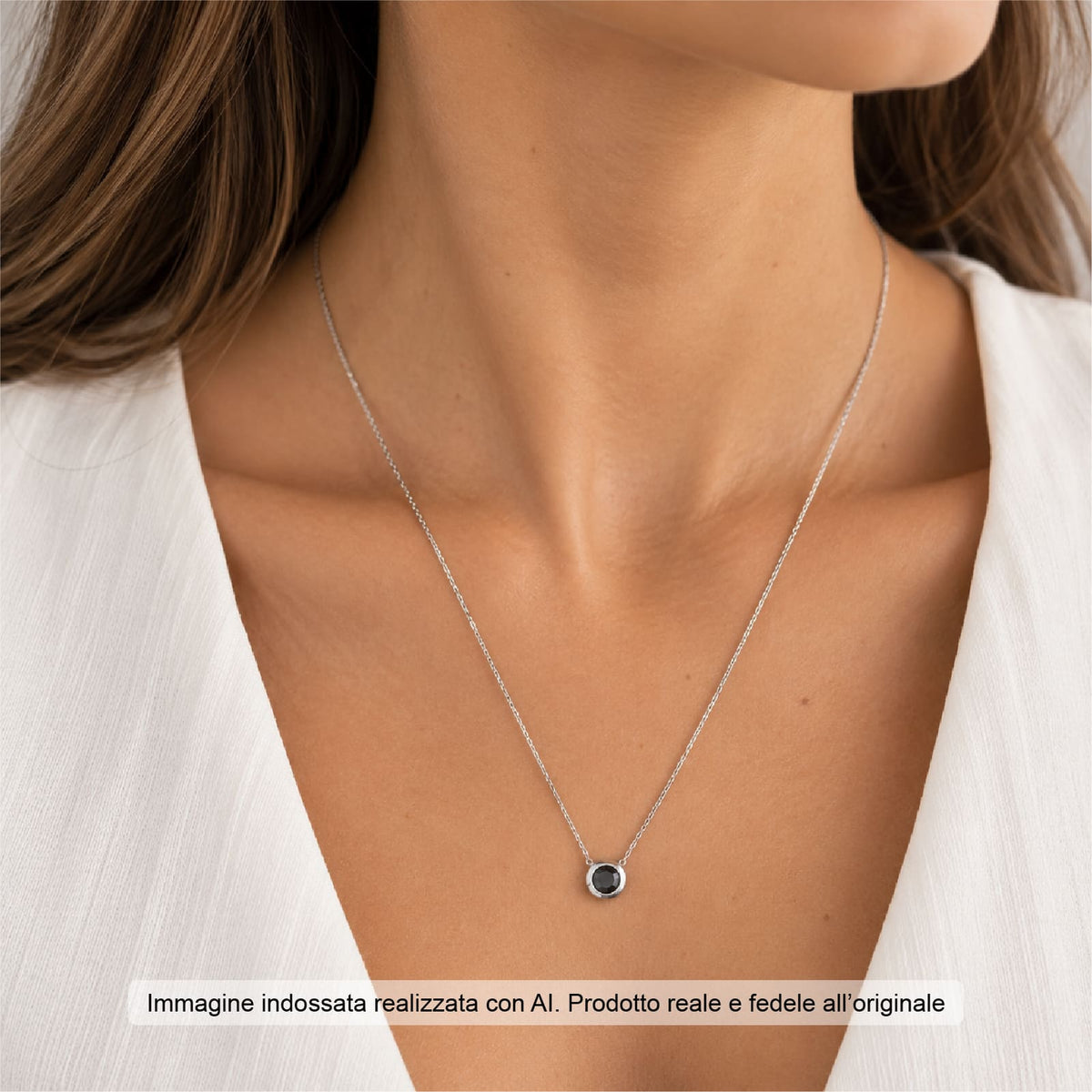 Collana Joy Gioielli Argento in argento con zircone nero MISURA UNICA