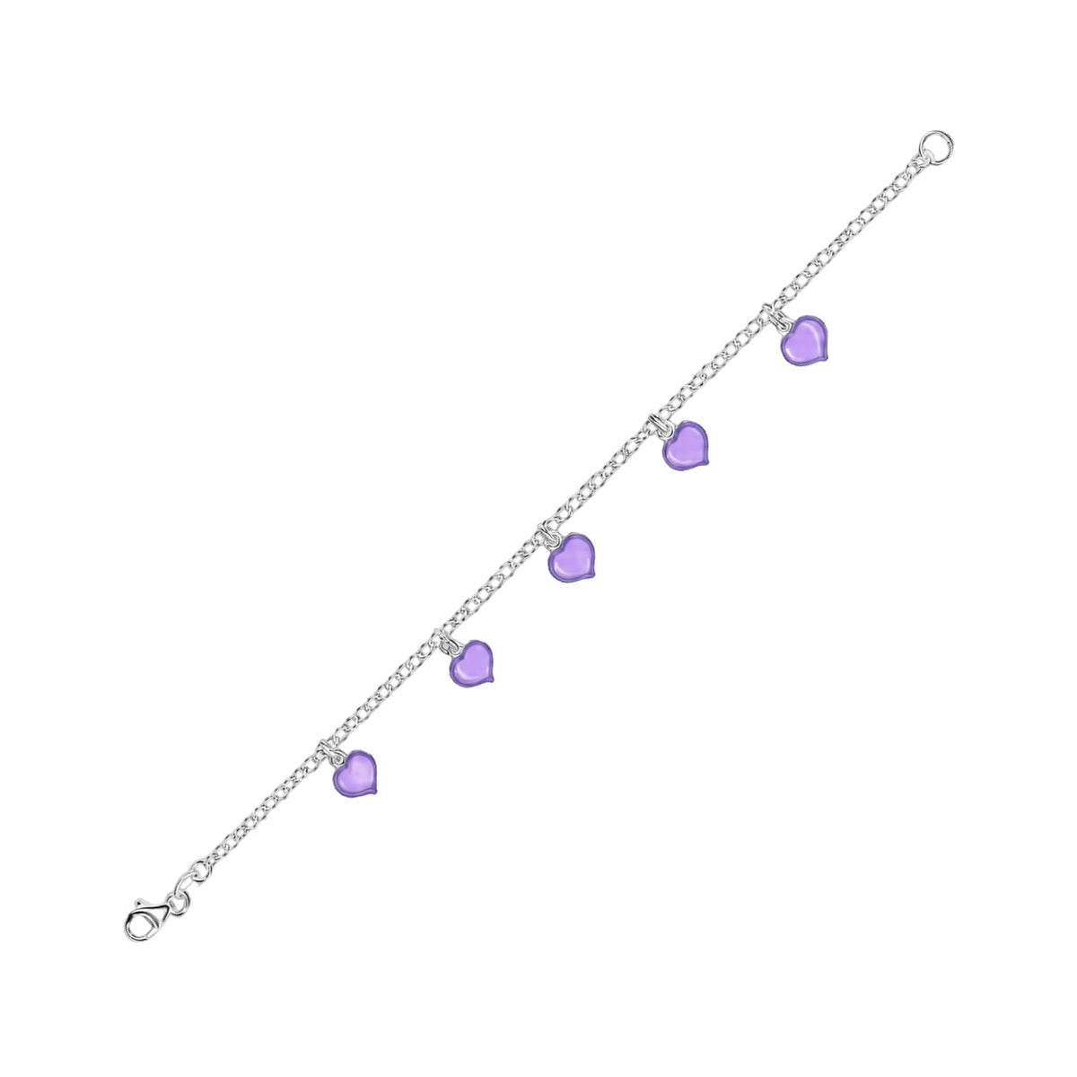 Bracciale catena Joy Gioielli Argento in argento cuori viola 19 cm