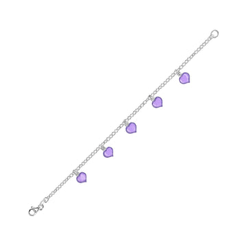 Bracciale catena Joy Gioielli Argento in argento cuori viola 19 cm