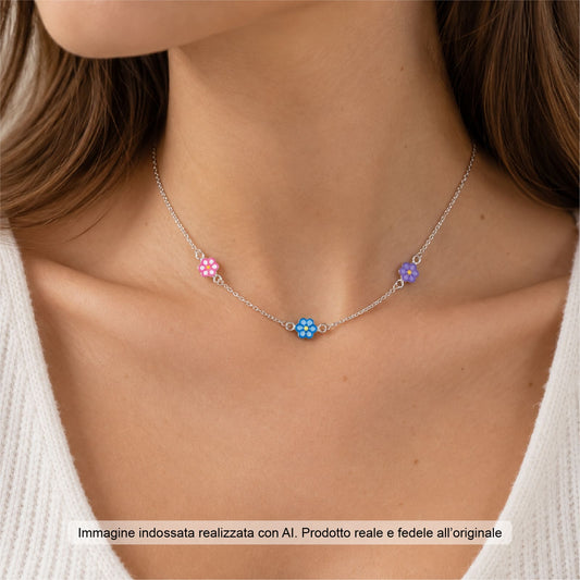 Collana catena Joy Gioielli Argento in argento con fiori MISURA UNICA