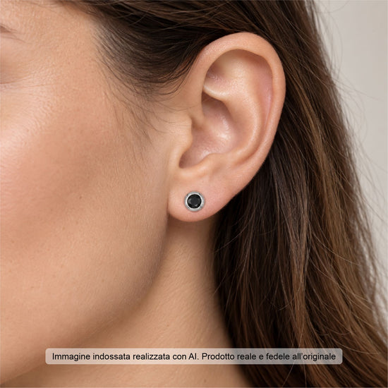 Orecchini lobo Joy Gioielli Argento in argento zircone nero MISURA UNICA