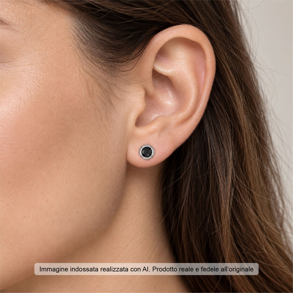 Orecchini lobo Joy Gioielli Argento in argento zircone nero MISURA UNICA