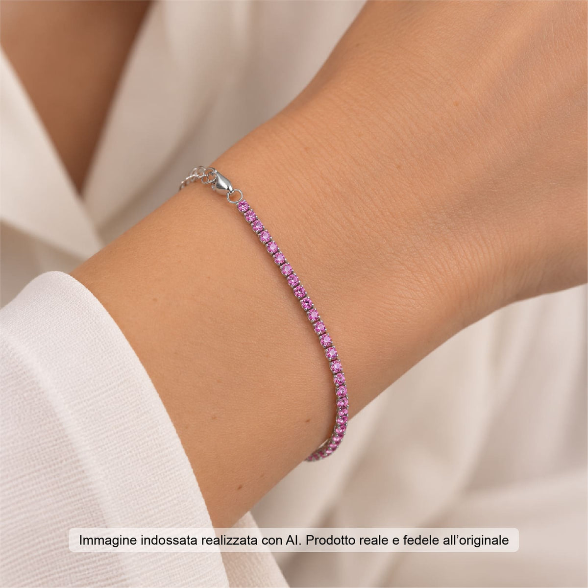 Bracciale tennis Joy Gioielli Argento in argento e rosa 19,5 cm