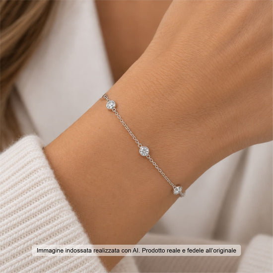 Bracciale catena Joy Gioielli Argento in argento e zirconi 19 cm
