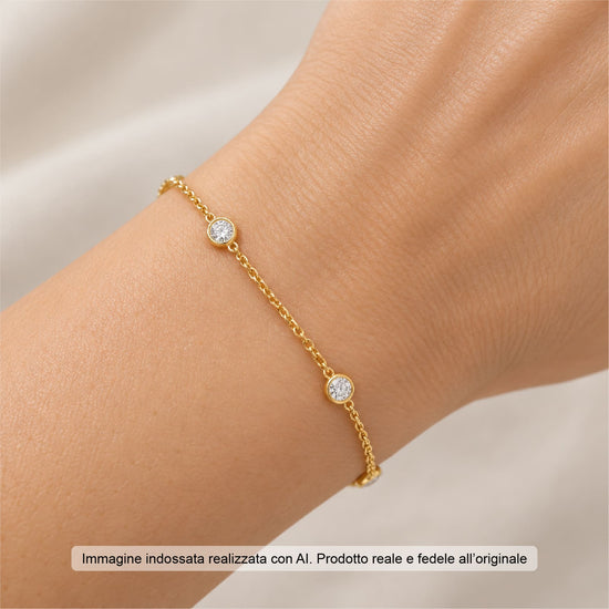 Bracciale Joy Gioielli Argento in argento dorato zirconi 19 cm