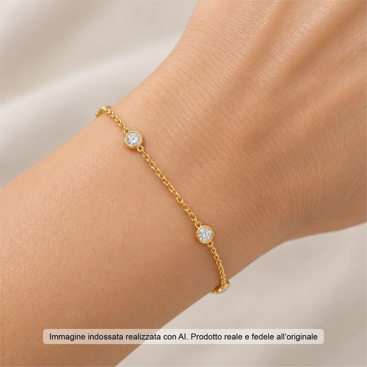 Bracciale Joy Gioielli Argento in argento dorato zirconi 19 cm