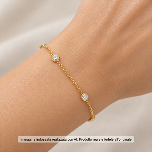 Bracciale Joy Gioielli Argento in argento dorato zirconi 19 cm