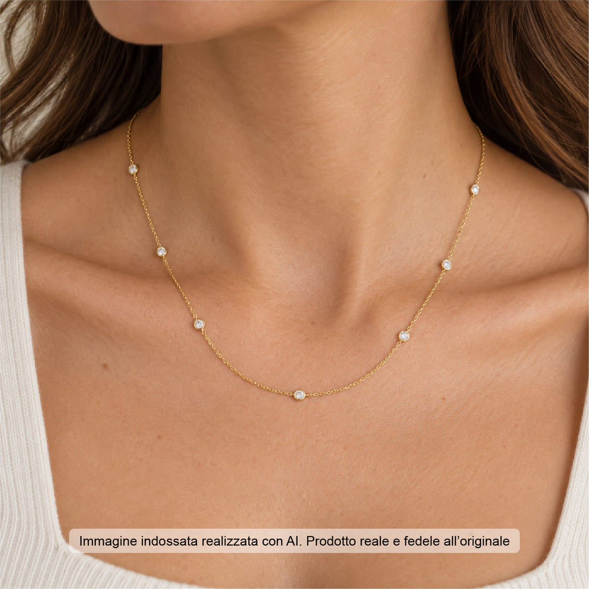 Collana Joy Gioielli Argento in argento dorato zirconi MISURA UNICA