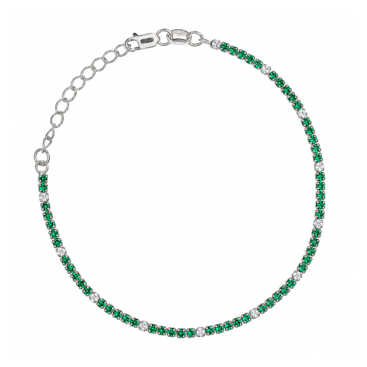 Bracciale tennis Joy Gioielli Argento in argento verde bianco 19,5 cm