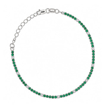 Bracciale tennis Joy Gioielli Argento in argento verde bianco 19,5 cm