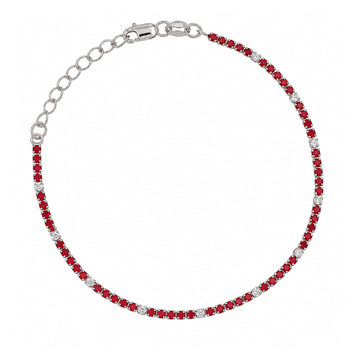 Bracciale tennis Joy Gioielli Argento in argento rosso bianco 19,5 cm
