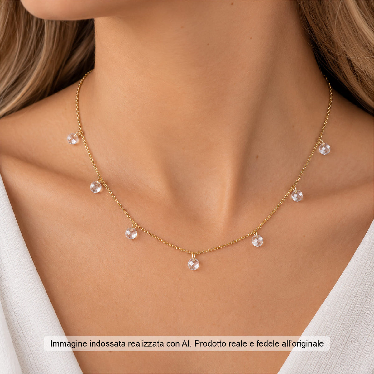 Collana catena Joy Gioielli Argento in argento dorato zirconi MISURA UNICA