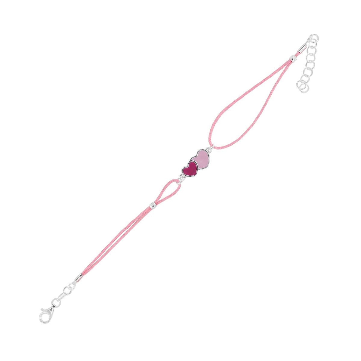 Bracciale Joy Gioielli Argento in corda e argento cuori 19 cm