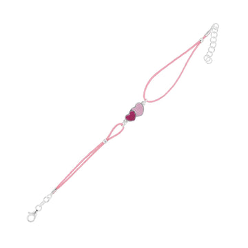 Bracciale Joy Gioielli Argento in corda e argento cuori 19 cm
