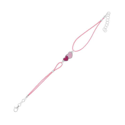 Bracciale Joy Gioielli Argento in corda e argento cuori 19 cm