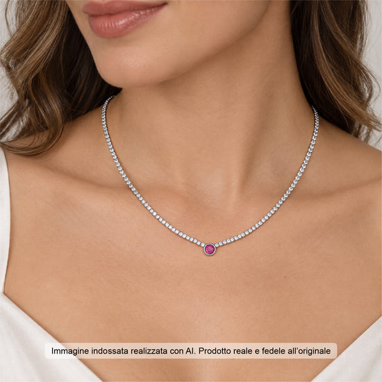 Collana tennis Joy Gioielli Argento in argento zircone rosa MISURA UNICA