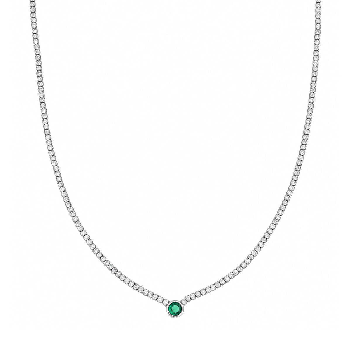 Collana tennis Joy Gioielli Argento in argento zircone verde MISURA UNICA