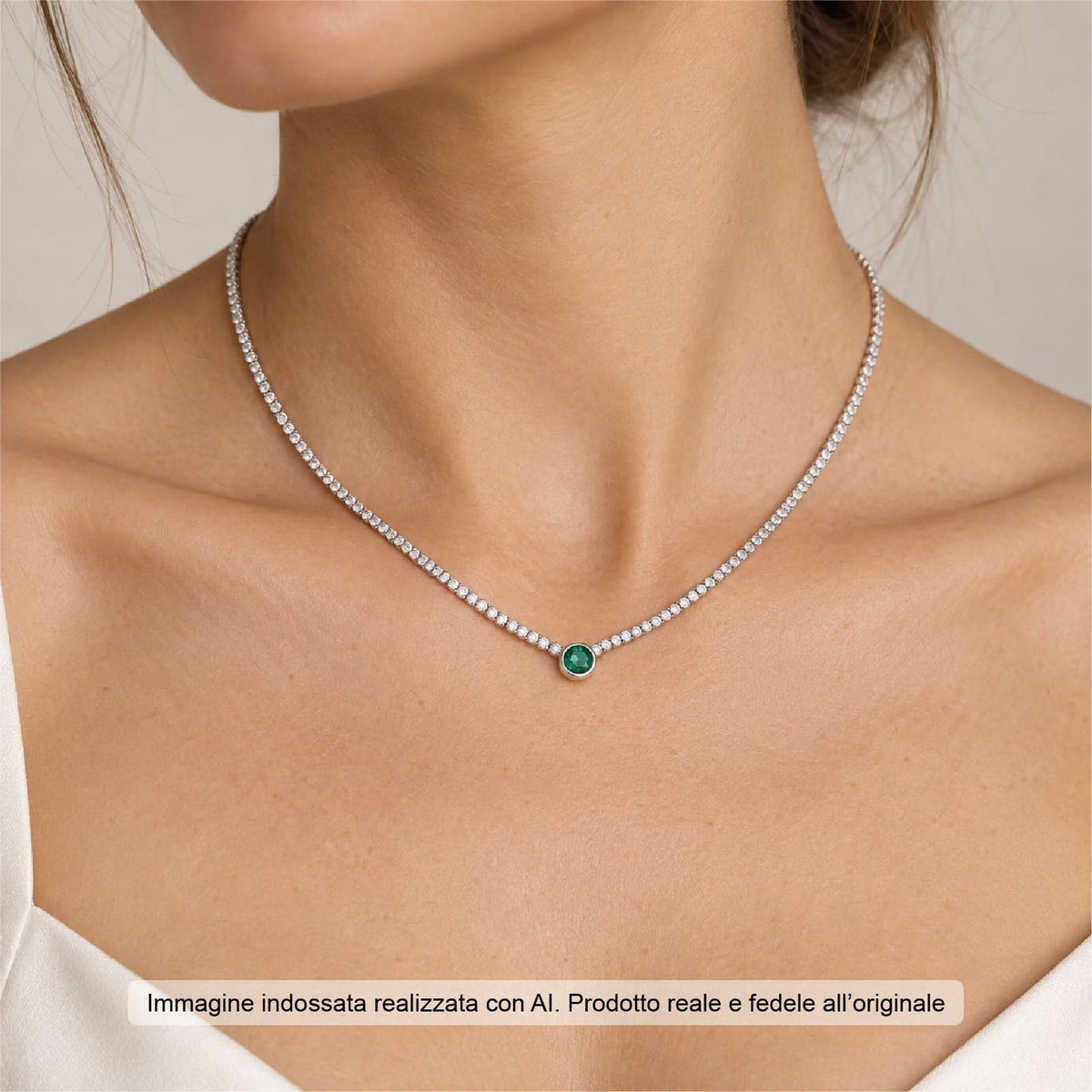 Collana tennis Joy Gioielli Argento in argento zircone verde MISURA UNICA