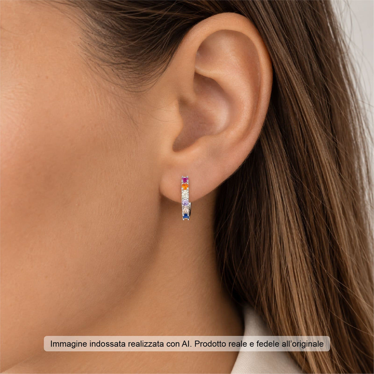 Orecchini cerchio Joy Gioielli Argento in argento multicolor MISURA UNICA