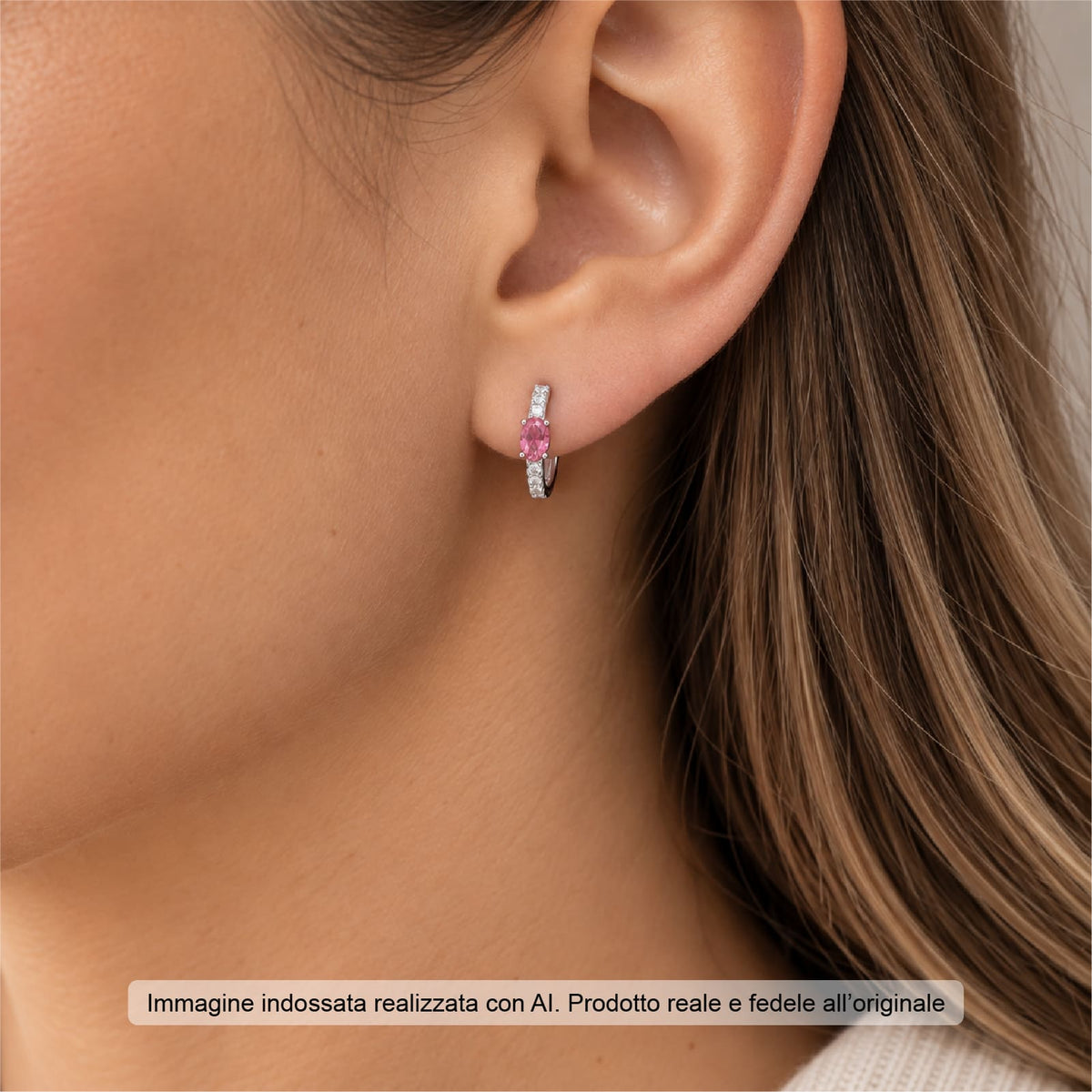Orecchini cerchio Joy Gioielli Argento in argento zirconi MISURA UNICA