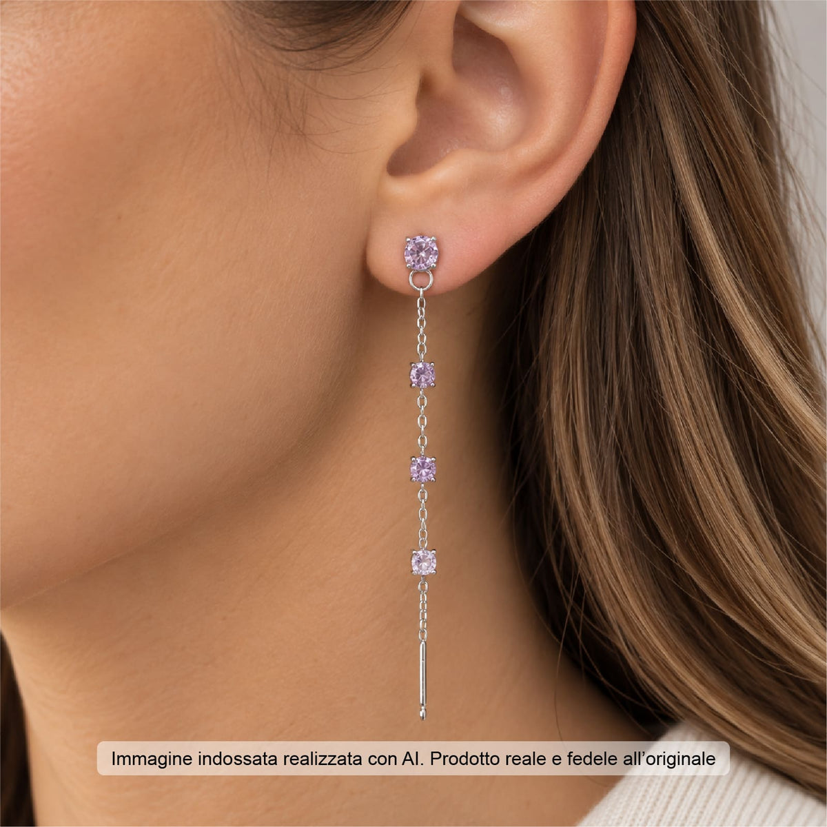 Orecchini Joy Gioielli Argento in argento zirconi lilla MISURA UNICA