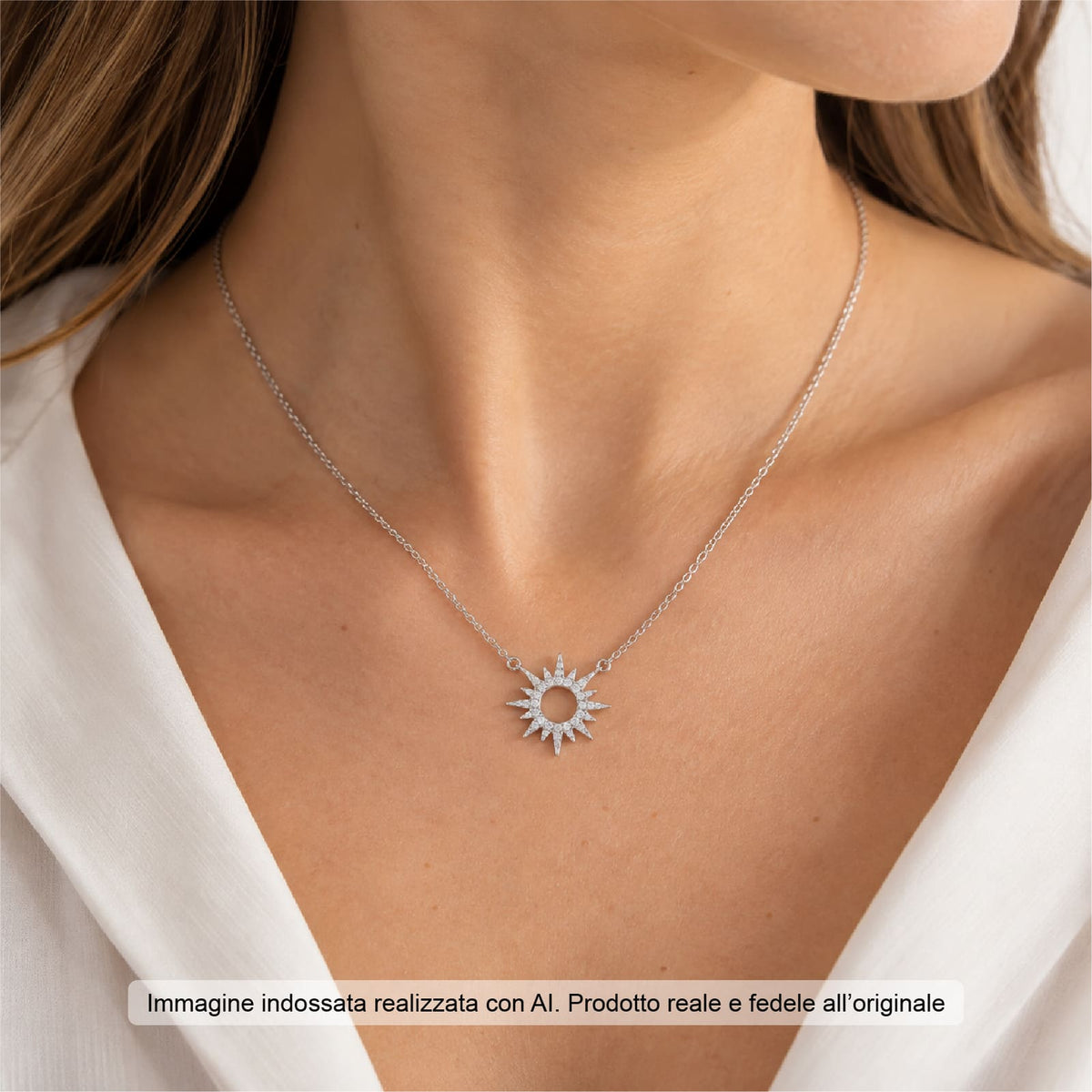 Collana Joy Gioielli Argento in argento e zirconi sole MISURA UNICA