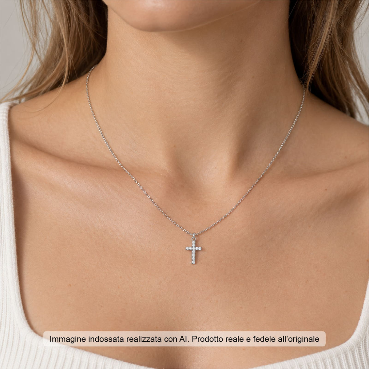 Collana Joy Gioielli Argento in argento e zirconi croce MISURA UNICA