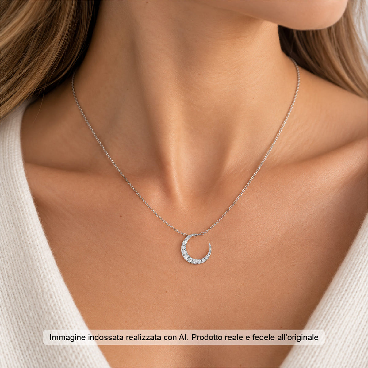 Collana Joy Gioielli Argento in argento e zirconi luna MISURA UNICA