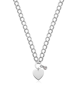 Collana girocollo da donna della collezione S'agapõ My Love in acciaio 316L con doppia catena grumetta, ciondolo cuore e cristallo SYL09