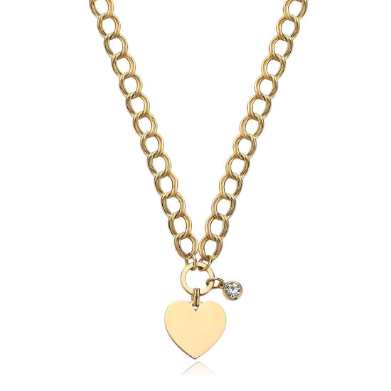 Collana donna S'agapõ My Love acciaio oro grumetta cuore cristallo SYL10-1