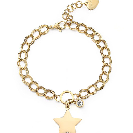 Bracciale donna S'agapõ My Love acciaio oro grumetta stella cristallo SYL24-1