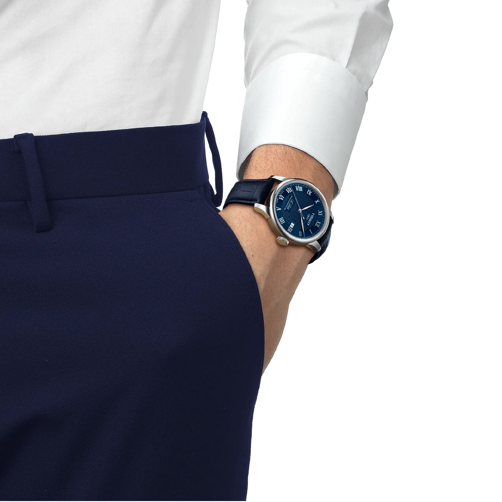 Orologio solo tempo Tissot Le Locle in acciaio e pelle blu MISURA UNICA