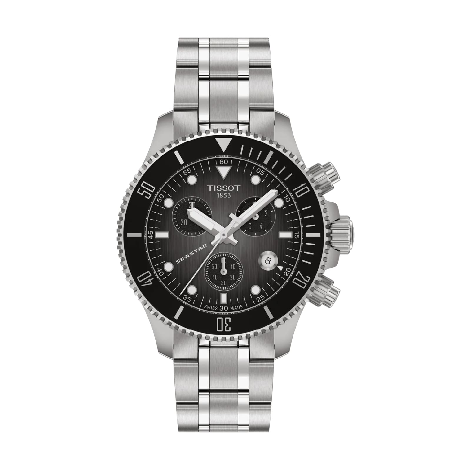 Orologio cronografo uomo Tissot Seastar acciaio quadrante nero MISURA UNICA