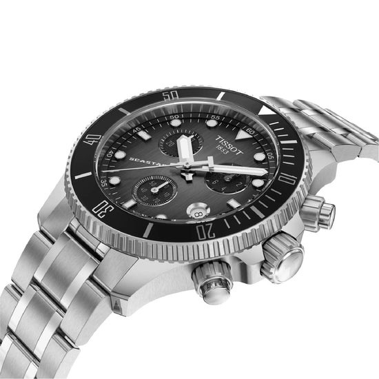 Orologio cronografo uomo Tissot Seastar acciaio quadrante nero MISURA UNICA