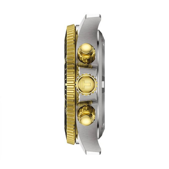 Orologio crono Tissot in acciaio bicolor con quadrante nero MISURA UNICA