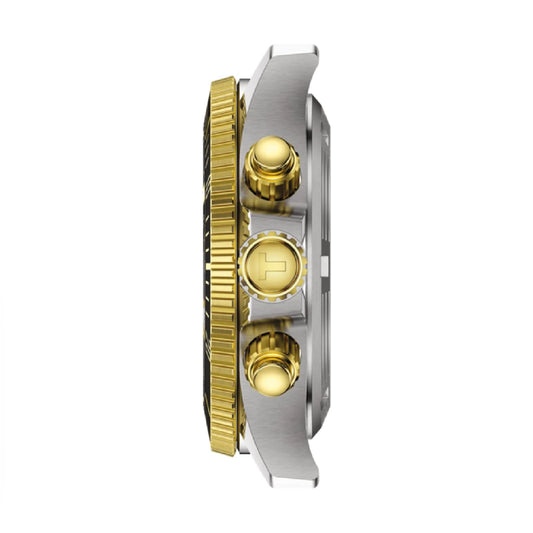 Orologio crono Tissot in acciaio bicolor con quadrante nero MISURA UNICA