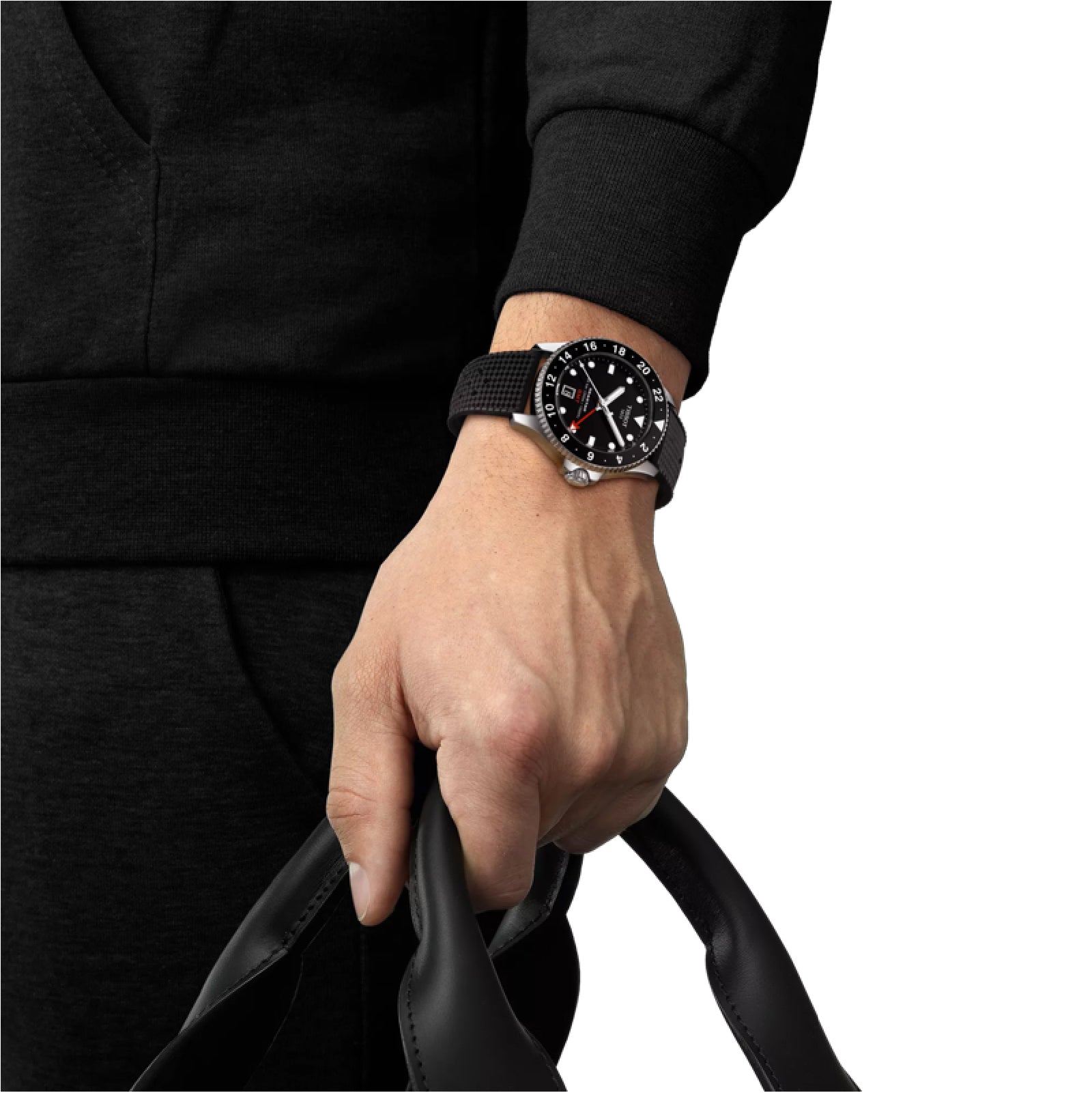 Orologio solo tempo Tissot in acciaio 316L nero e argento MISURA UNICA