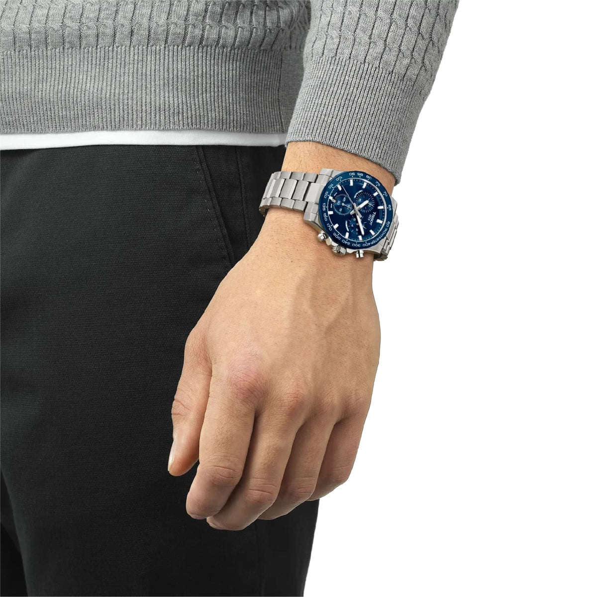 Orologio cronografo Tissot Supersport acciaio quadrante blu MISURA UNICA