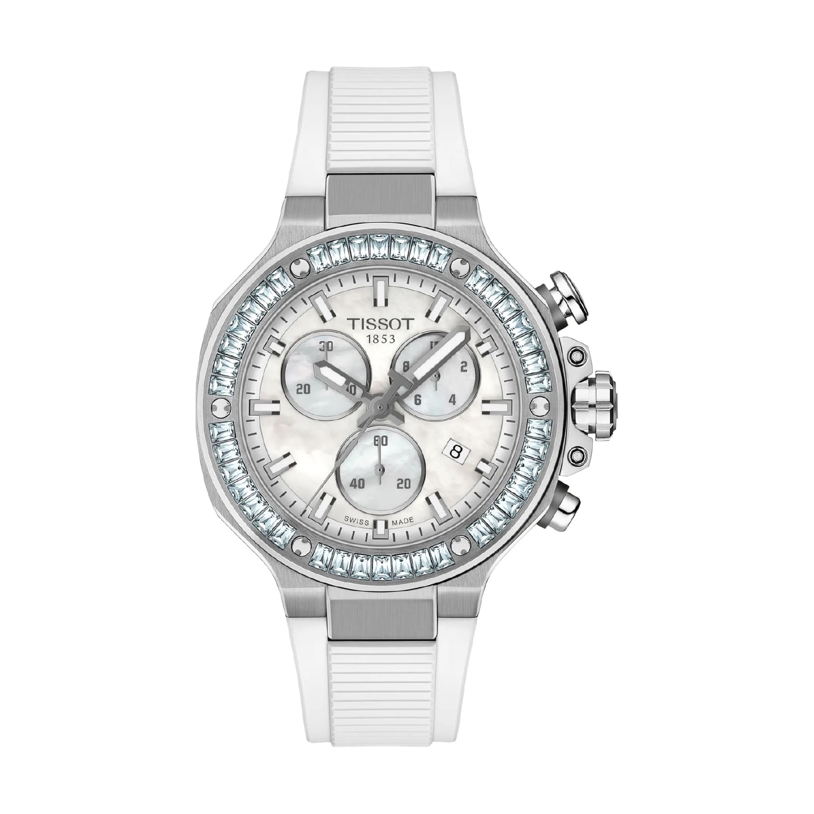 Orologio cronografo Tissot T-Race acciaio e silicone bianco MISURA UNICA