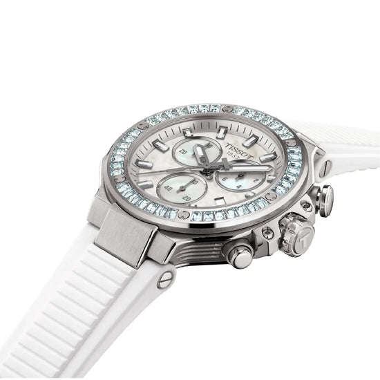 Orologio cronografo Tissot T-Race acciaio e silicone bianco MISURA UNICA