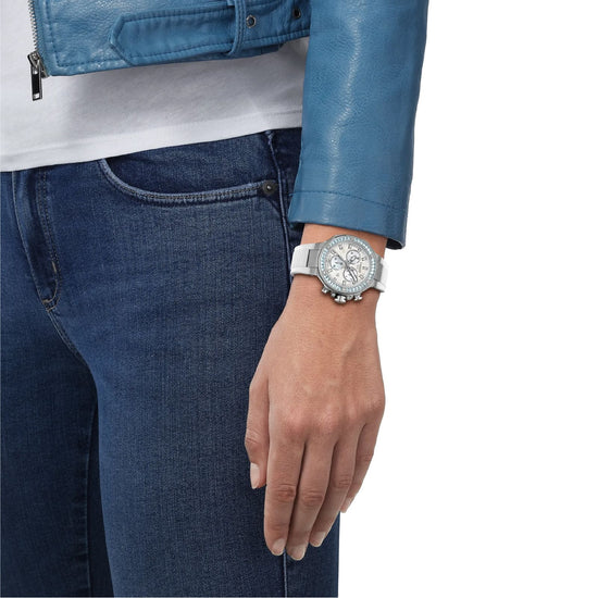 Orologio cronografo Tissot T-Race acciaio e silicone bianco MISURA UNICA
