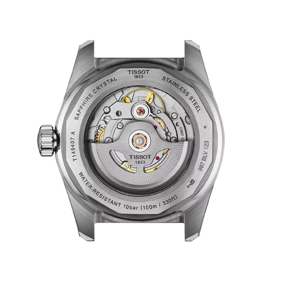Orologio automatico Tissot acciaio e pelle con quadrante blu MISURA UNICA
