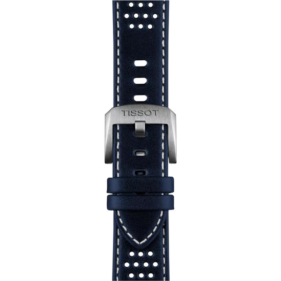 Orologio automatico Tissot acciaio e pelle con quadrante blu MISURA UNICA