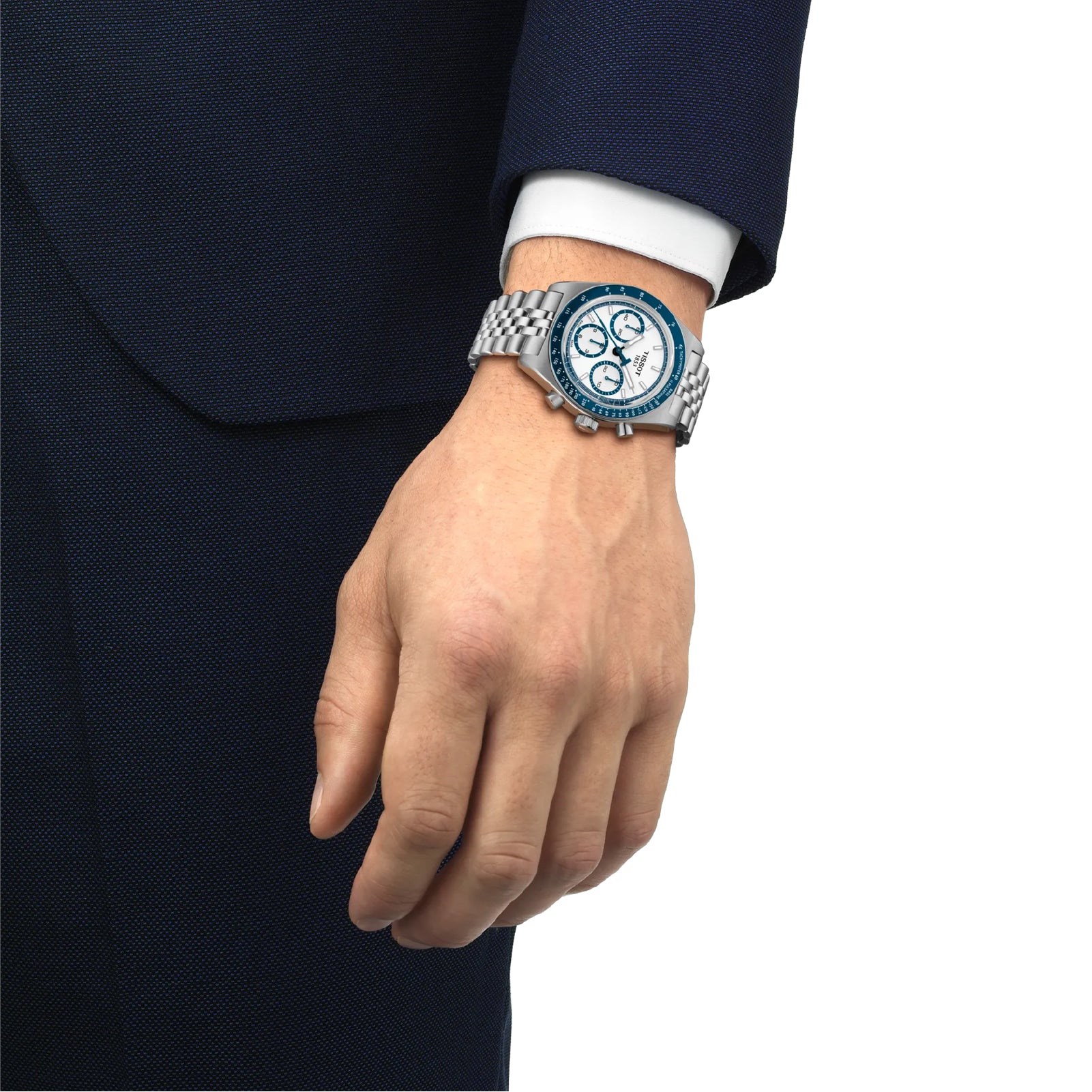 Orologio automatico con cronografo Tissot  da uomo in acciaio con quadrante bianco MISURA UNICA