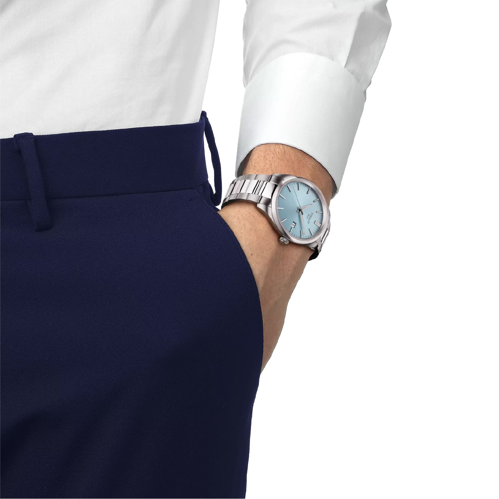 Orologio solo tempo Tissot PR 100 acciaio e quadrante azzurro MISURA UNICA