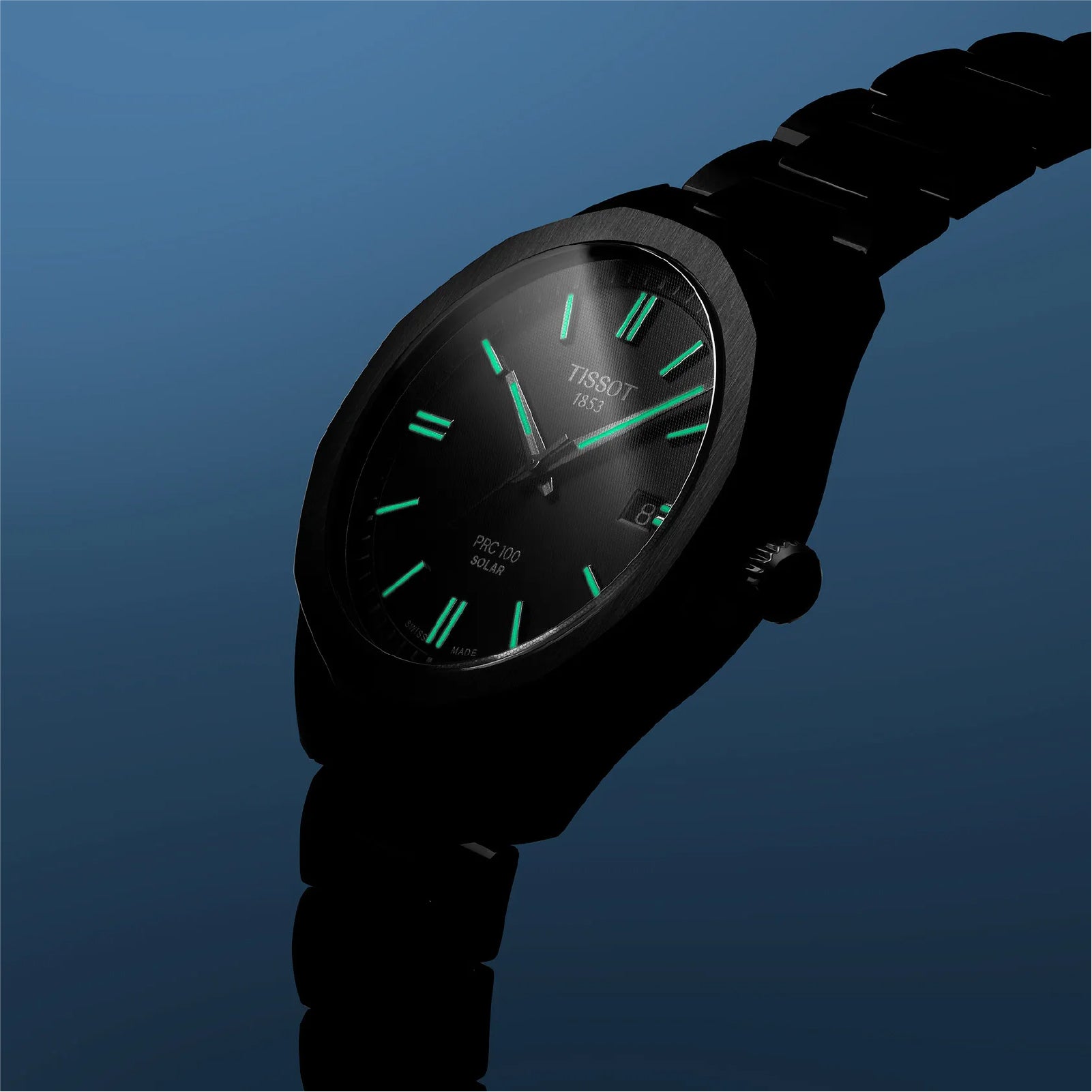 Orologio a energia solare solo tempo Tissot da uomo in acciaio con quadrante argento MISURA UNICA