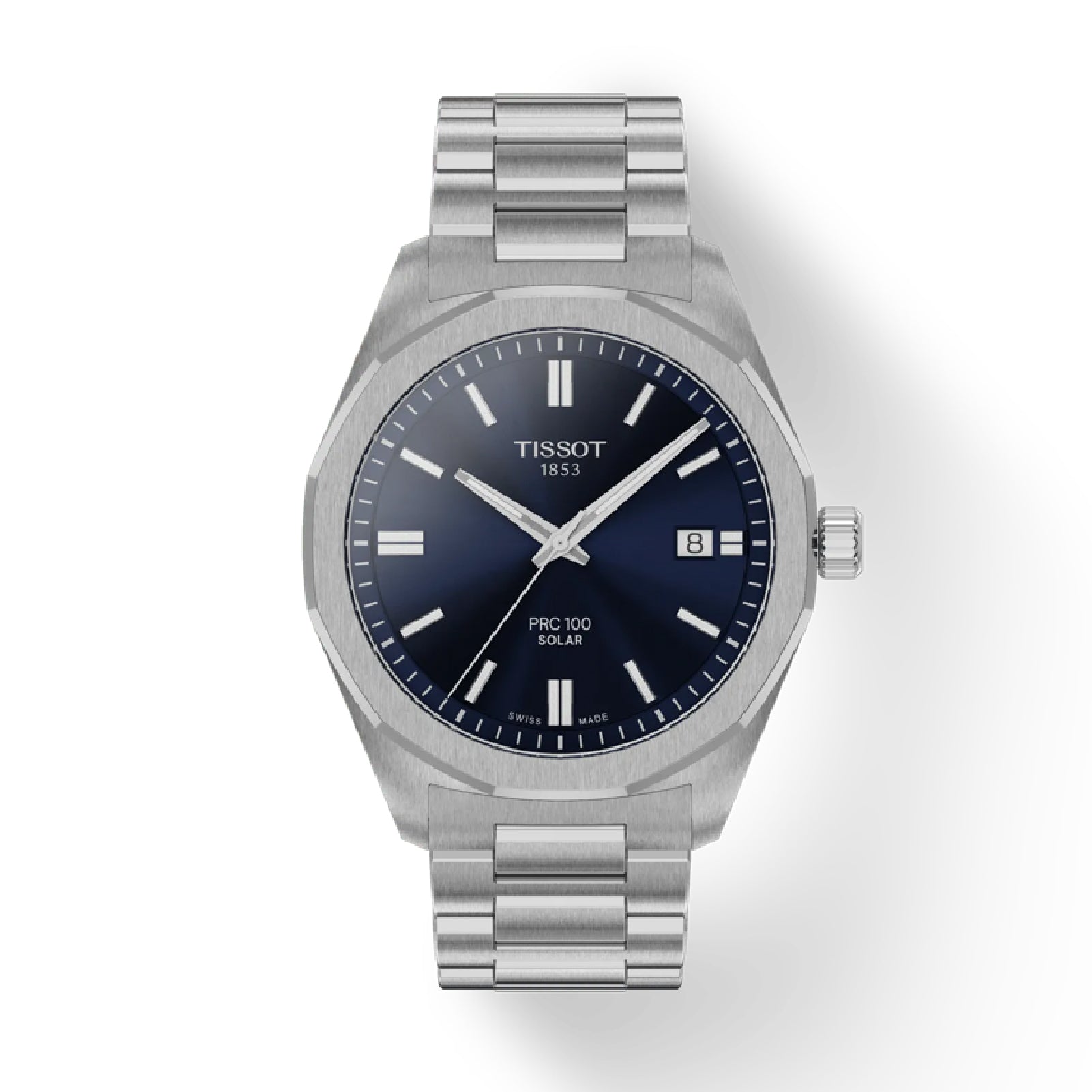 Orologio a energia solare solo tempo Tissot da uomo in acciaio con quadrante blu MISURA UNICA