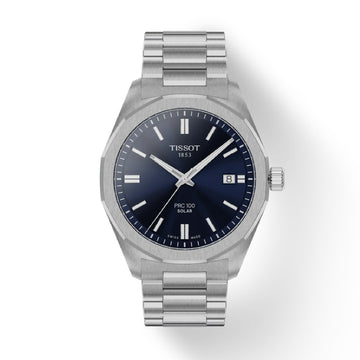 Orologio a energia solare solo tempo Tissot da uomo in acciaio con quadrante blu MISURA UNICA