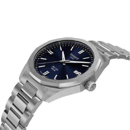 Orologio a energia solare solo tempo Tissot da uomo in acciaio con quadrante blu MISURA UNICA