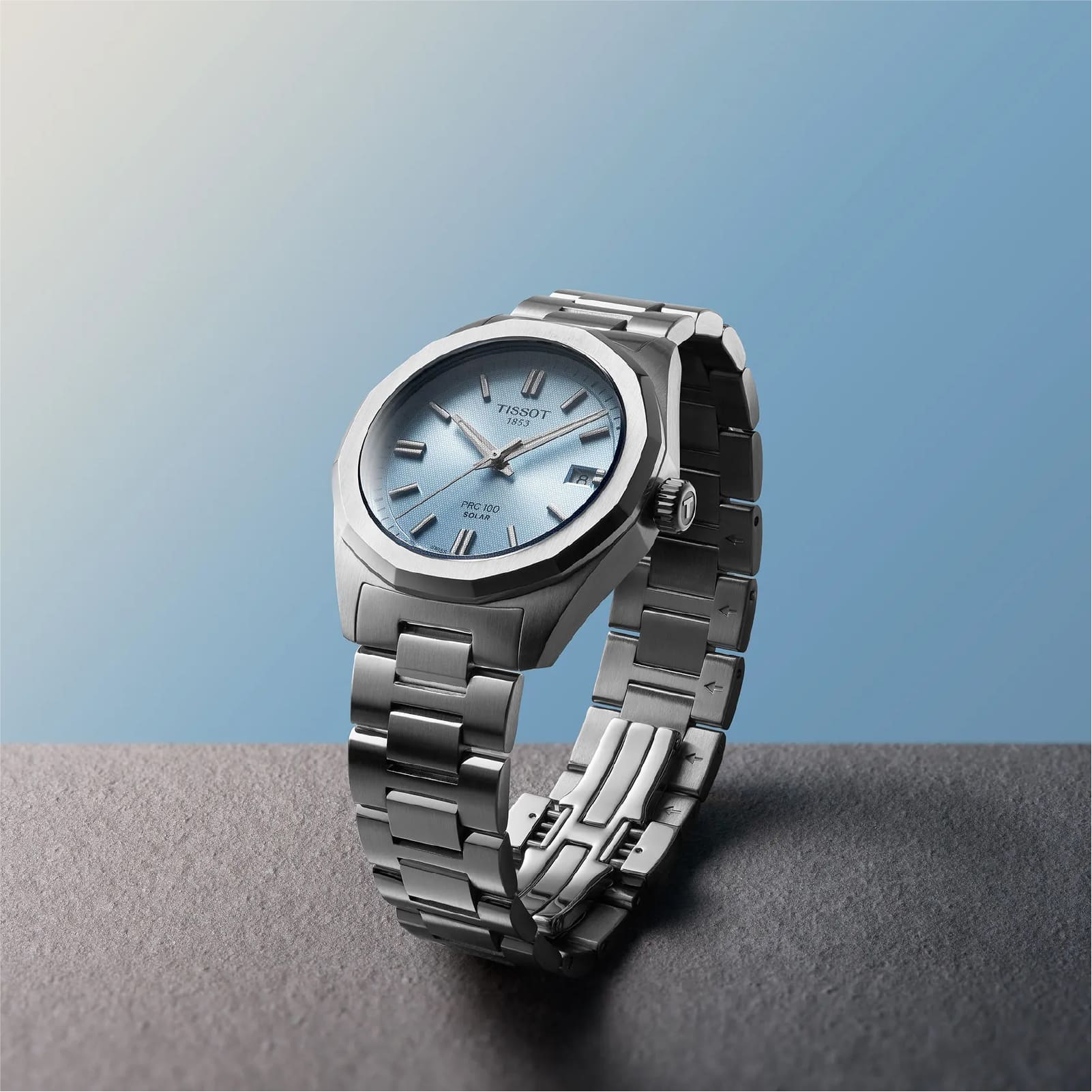 Orologio solo tempo Tissot carica solare quadrante azzurro MISURA UNICA